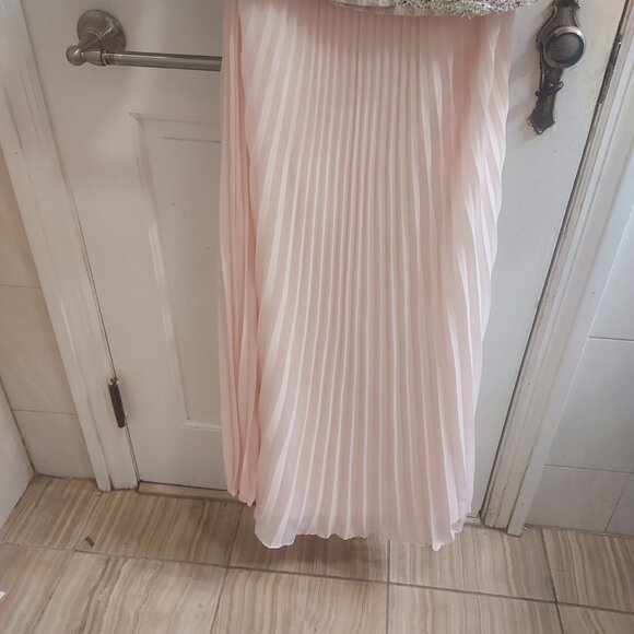 SELF-PORTRAIT Pink Sequin Boucle Midi Pleated Dress - Picture 7 of 14